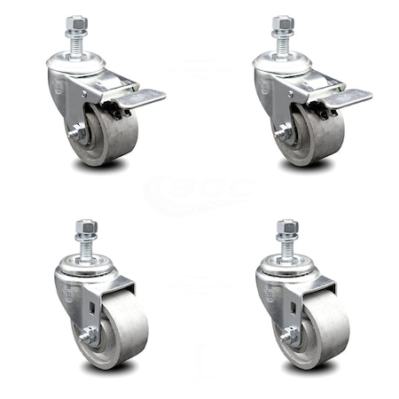 Service Caster 3 Inch Semi Steel Swivel 1/2 Inch Stem Caster Total Lock Brake SCC, 2PK SCC-TSTTL20S314-SSS-121315-2-S-2
